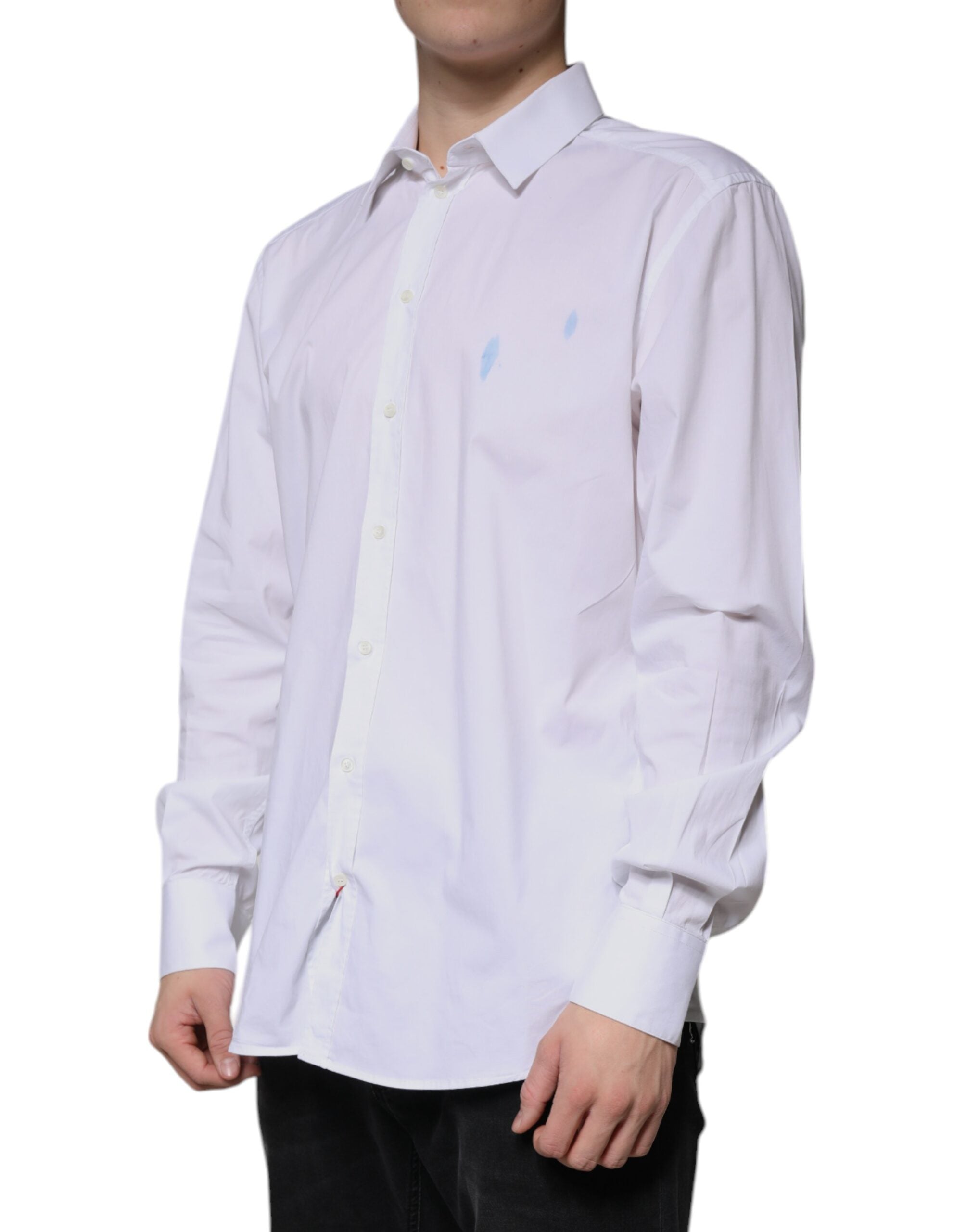 Dolce & Gabbana White cotton shirt with long sleeves GOLD
